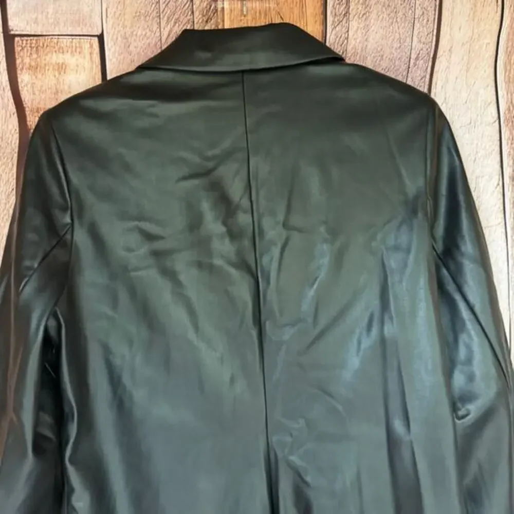 Abercrombie‎ & Fitch Faux Leather Jacket Black Large Workwear Minimalist NWT - Picture 5 of 9